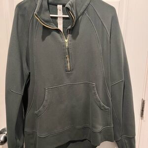 Scuba Oversized Funnel Neck Half Zip - Dark Forest/Gold